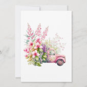 ヴィンテージトラックエレガントとワイルドフラワーブライダルシャワー 招待状 (裏面)