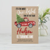 ヴィンテージトラックオンダーフルファースト誕生日 招待状 (スタンド正面)