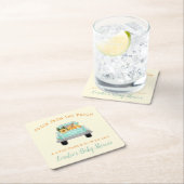 ヴィンテージトラックカボチャの途中秋ベビーシャワー スクエアペーパーコースター (インサイチュ)