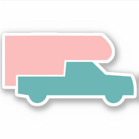 ヴィンテージトラックキャンパー – おもしろい色 シール (正面)