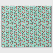 ヴィンテージトラッククリスマスツリーパターンレッドグリーン ラッピングペーパー (フラット)