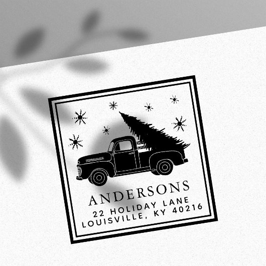 ヴィンテージトラッククリスマスツリーホリデーアドレス セルフインキングスタンプ