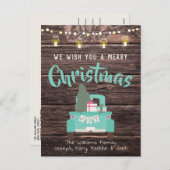 ヴィンテージトラッククリスマスハガキ素朴ウッド シーズンポストカード (正面/裏面)