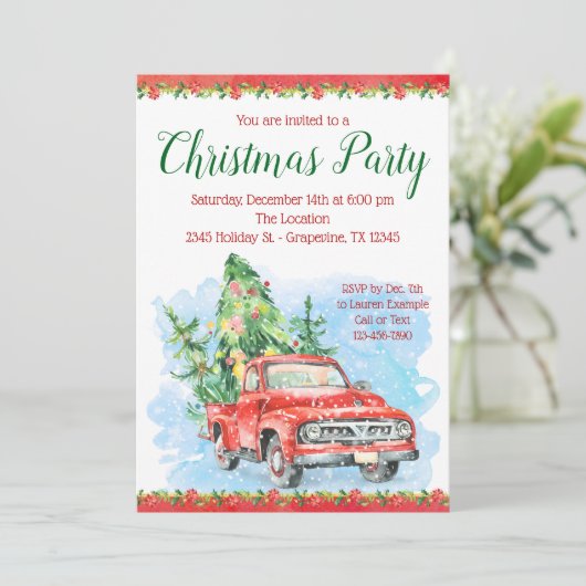 ヴィンテージトラッククリスマスパーティの招待状 招待状 (スタンド正面)