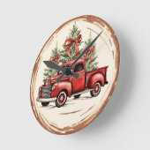ヴィンテージトラッククリスマス ラウンド壁時計 (傾斜)