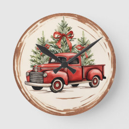 ヴィンテージトラッククリスマス ラウンド壁時計