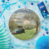 ヴィンテージトラックサンセットハッピーバースデー ペーパープレート (パーティー)