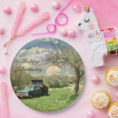 ヴィンテージトラックサンセットハッピーバースデー ペーパープレート (パーティー)