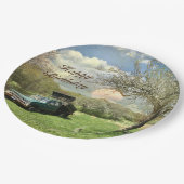 ヴィンテージトラックサンセットハッピーバースデー ペーパープレート (アングル)