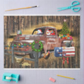 ヴィンテージトラックサンタ雪だるまトイズクリスマスツリー 薄葉紙 (クラフト)