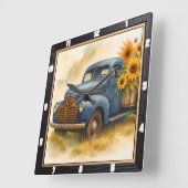 ヴィンテージトラックサンフラワーファーム スクエア壁時計 (傾斜)