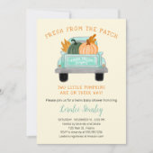 ヴィンテージトラックツーパンプキンス秋ツインズベビーシャワー 招待状 (正面)