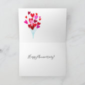 ヴィンテージトラックハート名を追加ハッピーアニバーサリー カード (内部)