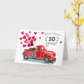 ヴィンテージトラックハート名を追加ハッピーアニバーサリー カード (黄色い花)