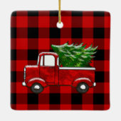 ヴィンテージトラックバッファロープレイド写真男の赤ちゃん最初 セラミックオーナメント (裏面)