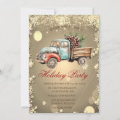 ヴィンテージトラックパインコーンスターズホリデー招待状 招待状 (正面)
