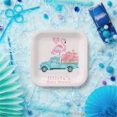 ヴィンテージトラックピンクフラミンゴハートベビーシャワー ペーパープレート (パーティー)