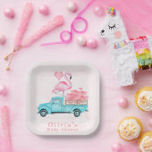 ヴィンテージトラックピンクフラミンゴハートベビーシャワー ペーパープレート (パーティー)