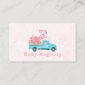 ヴィンテージトラックピンクフラミンゴ赤ちゃんシャワーレジストリ 名刺 (正面)