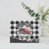 ヴィンテージトラックブラックアンドホワイトホリデモノグラムのィ ポストカード (スタンド正面)