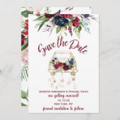 ヴィンテージトラックブルゴーニュバラ日付を保存 セーブザデート (正面/裏面)