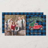 ヴィンテージトラックブルーバッファロー格子縞の写真 シーズンカード (正面/裏面)