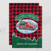 ヴィンテージトラックプレイドクスペインのリスマスパーティー 招待状 (正面/裏面)