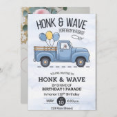 ヴィンテージトラックホンク&ウェーブ誕生日パレードインビタティ 招待状 (正面/裏面)