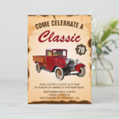 ヴィンテージトラックマイルストーンバースデーパーティーの招待 招待状 (スタンド正面)