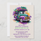 ヴィンテージトラックマルディグラお祝い 招待状 (正面)