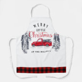 ヴィンテージトラックメリークリスマスレッドバッファロープレイド エプロン (正面)