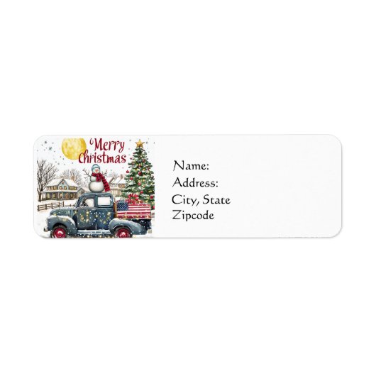 ヴィンテージトラックメリークリスマス住所 シール (正面)