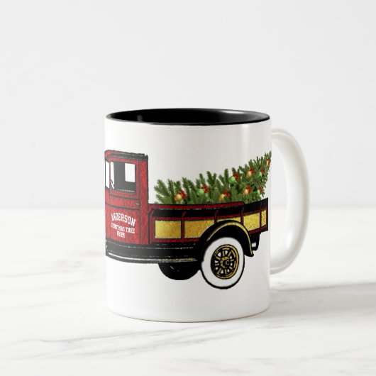 ヴィンテージトラックユアクリスマスツリーファーム ツートーンマグカップ (正面右)