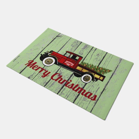 ヴィンテージトラックユアクリスマスツリーファーム ドアマット (アングル)