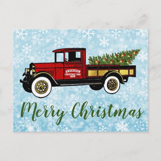 ヴィンテージトラックユークリスマスツリーファーム ポストカード (正面)