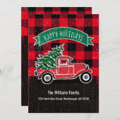 ヴィンテージトラックレッドバッファロープレイドホリデイムービング 案内状 (正面/裏面)