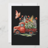 ヴィンテージトラックレッドポピー蝶結婚のインビタ 招待状 (裏面)