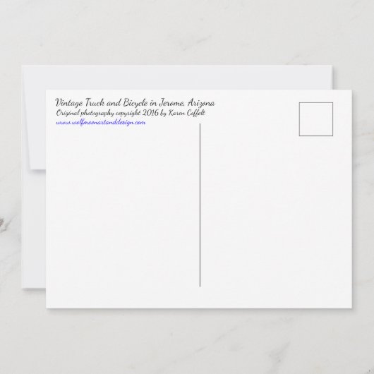 ヴィンテージトラック付き/自転車/ジェロームアリゾナ葉書 招待状 (裏面)
