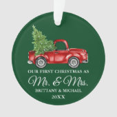 ヴィンテージトラック初めてのクリスマスミスター・アンド・ミセス・グリーン オーナメント (正面)