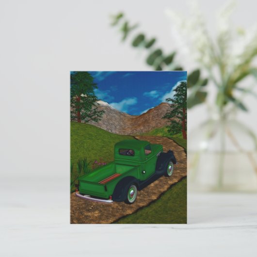 ヴィンテージトラック図解入りの、写真付きのシリーズ ポストカード (スタンド正面)