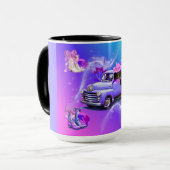 ヴィンテージトラック女性のカーボーイブーツウインナソーセージ犬 マグカップ (正面左)