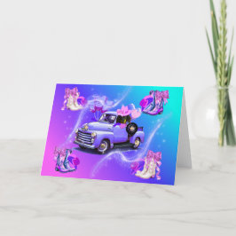 ヴィンテージトラック女性のカーボーイブーツ&ウインナソーセージドッグカード カード