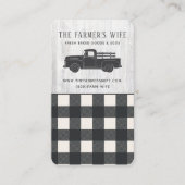 ヴィンテージトラック白黒バッファロープレイドウッドファーム 名刺 (正面)