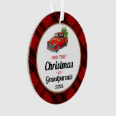 ヴィンテージトラック祖父母の初めてのクリスマス オーナメント (正面)