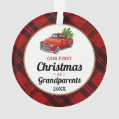 ヴィンテージトラック祖父母の初めてのクリスマス オーナメント (裏面)