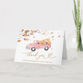 ヴィンテージトラック秋ベビーシャワーありがとう サンキューカード (正面)