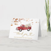 ヴィンテージトラック秋ベビーシャワーありがとう サンキューカード (正面)