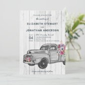 ヴィンテージトラック素朴ウッドボー結婚式招待状 招待状 (スタンド正面)