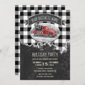 ヴィンテージトラック素朴ホワ企業のイトホリデーパーティー 招待状 (正面/裏面)