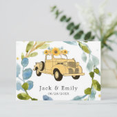 ヴィンテージトラック結婚ヒマワリ サンキューカード (スタンド正面)